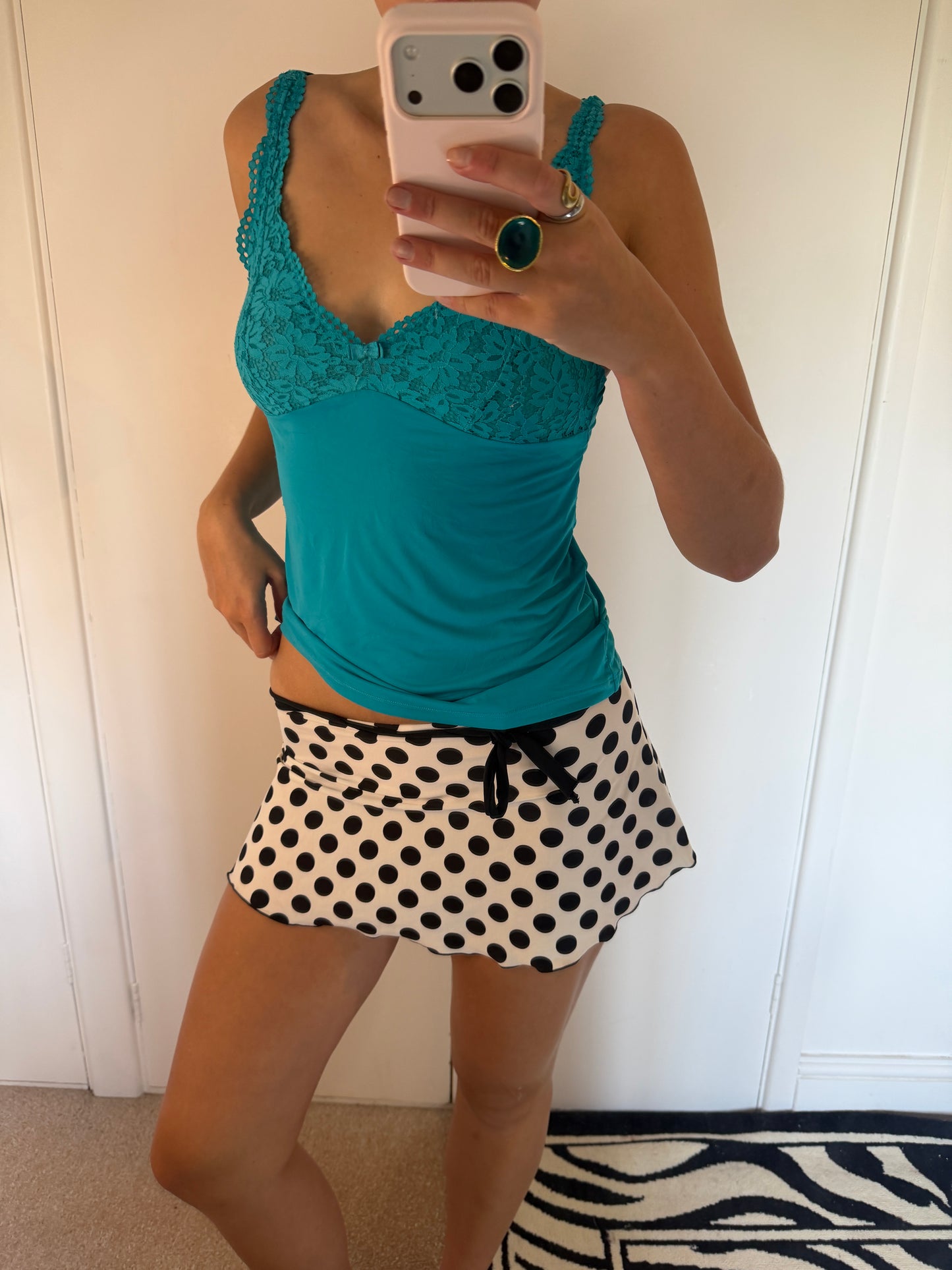 polka mini skirt