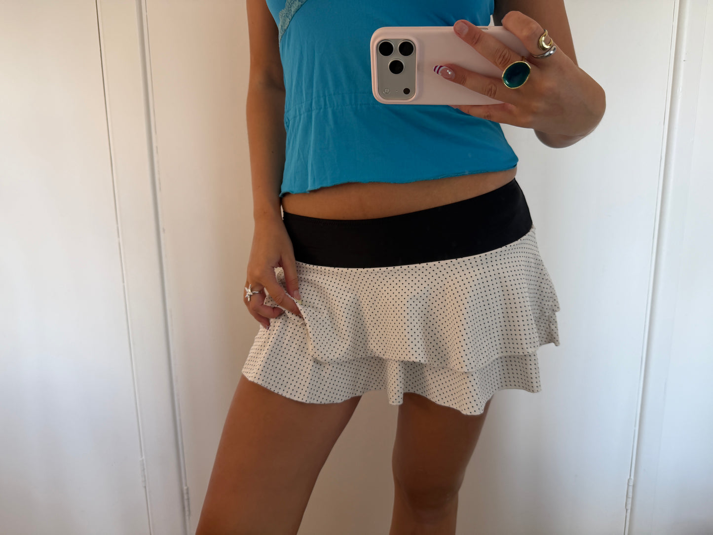 polka mini skirt