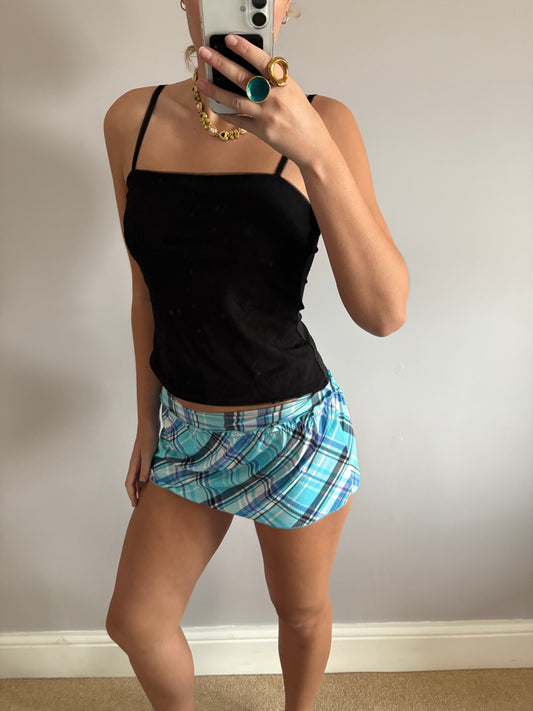 checkered mini skirt