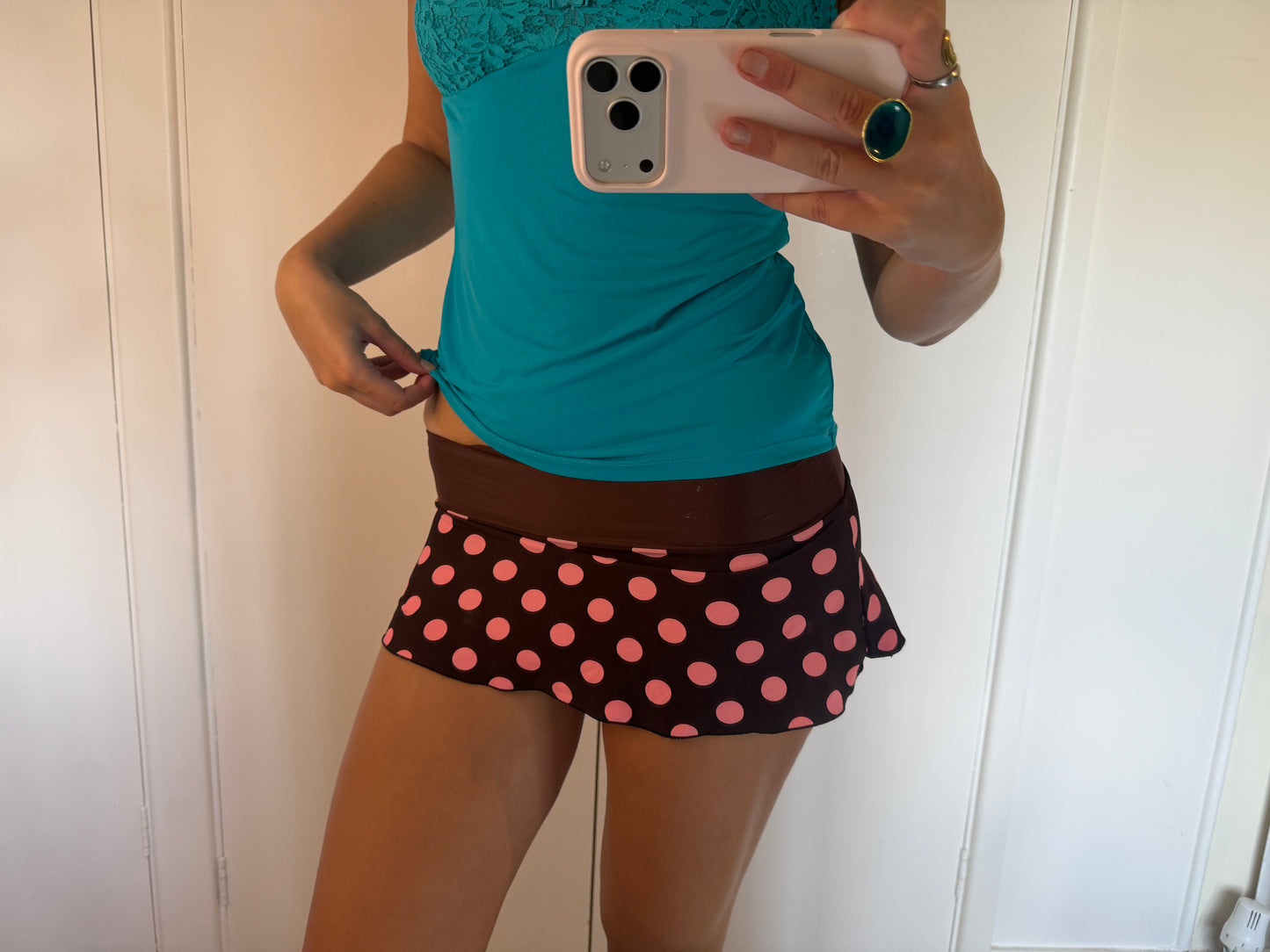 polka mini skirt
