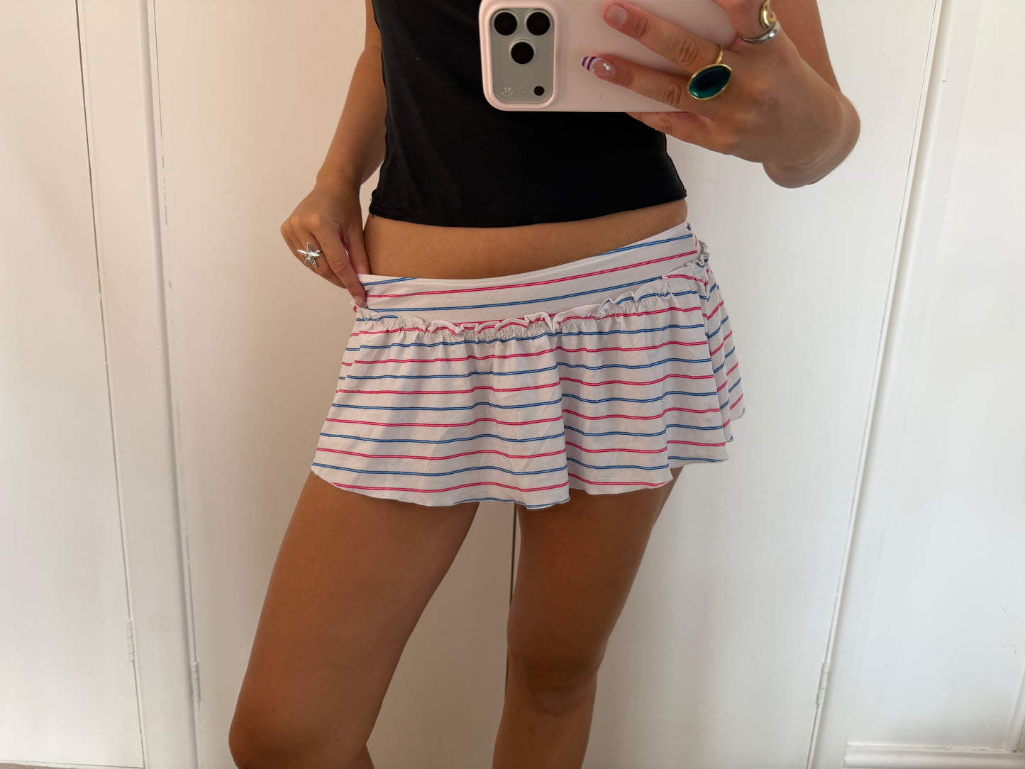 striped mini skirt