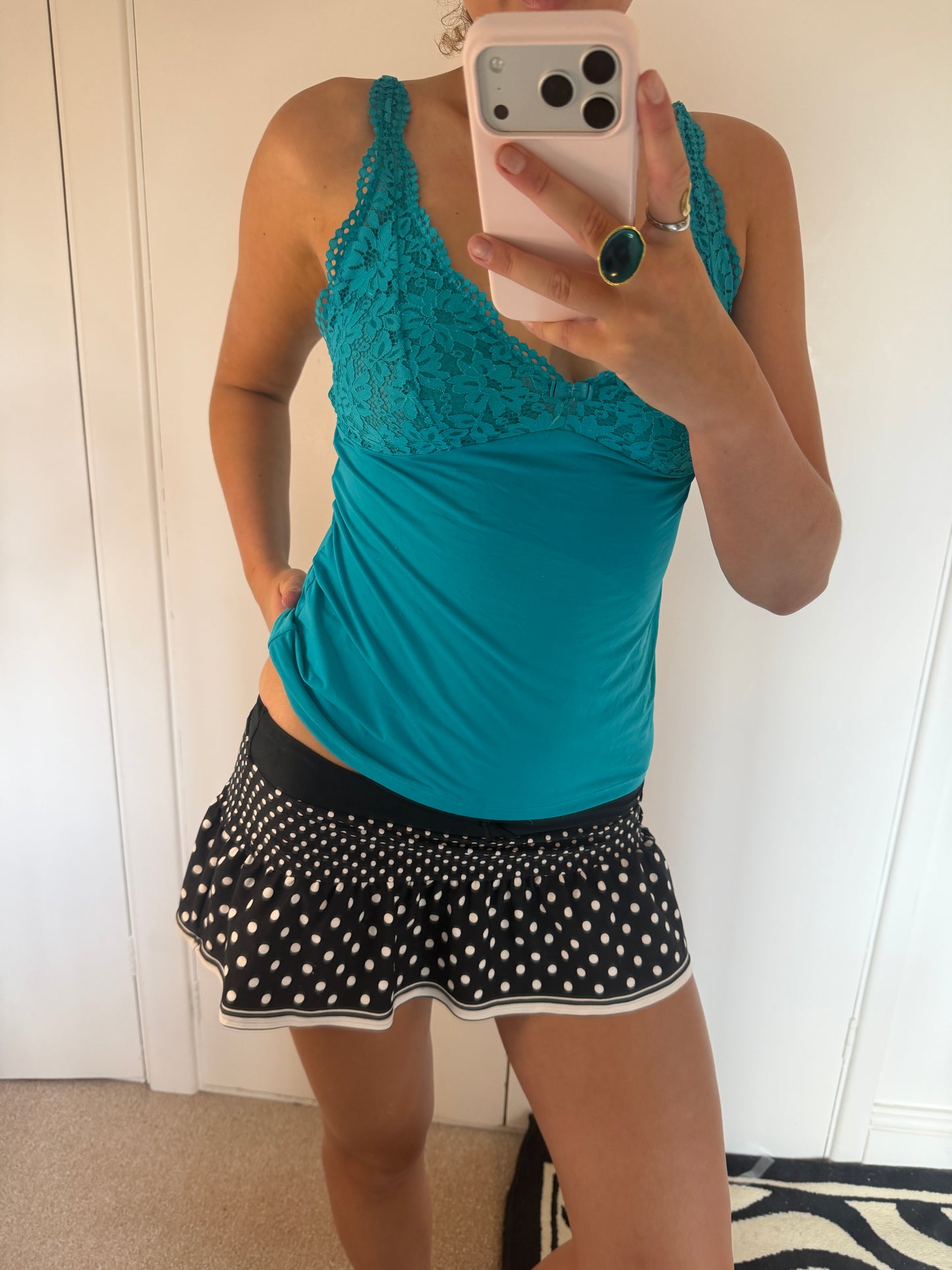 polka dot mini skirt