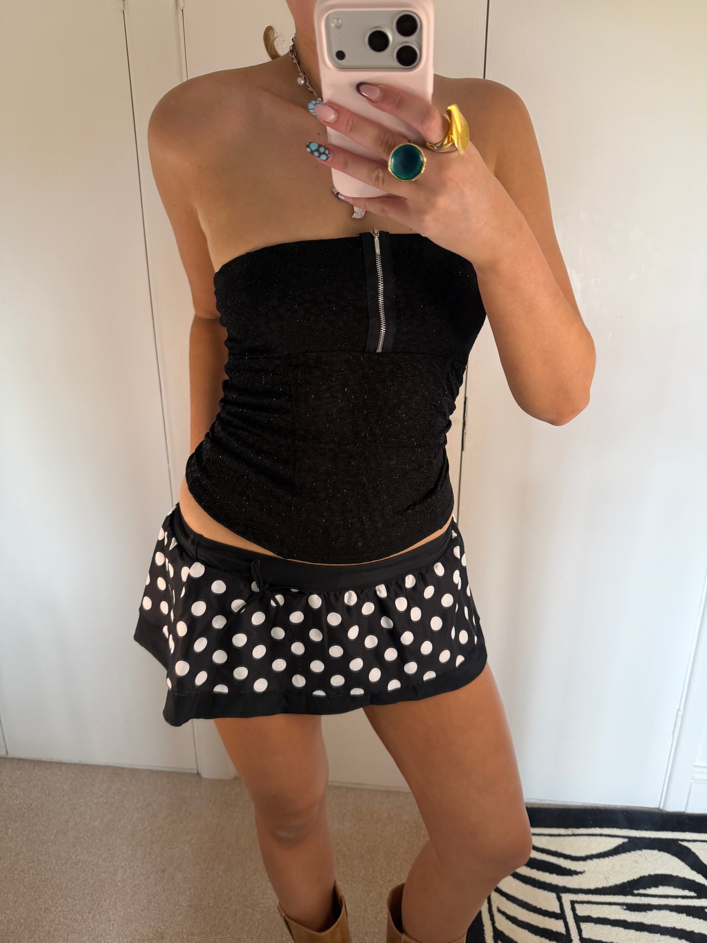 polka dot mini skirt