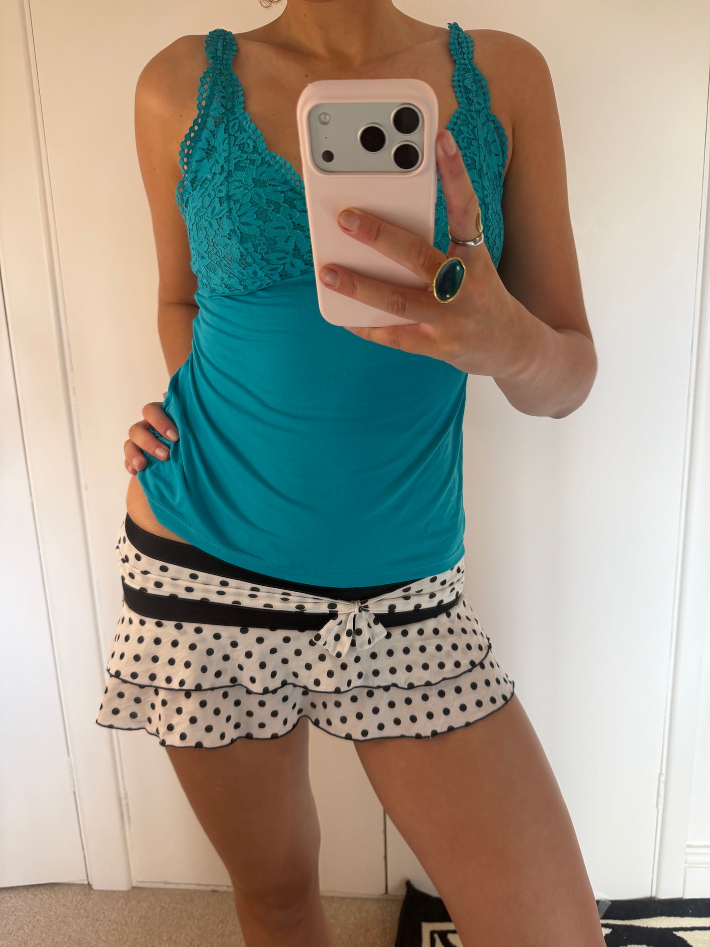 polka dot mini skirt