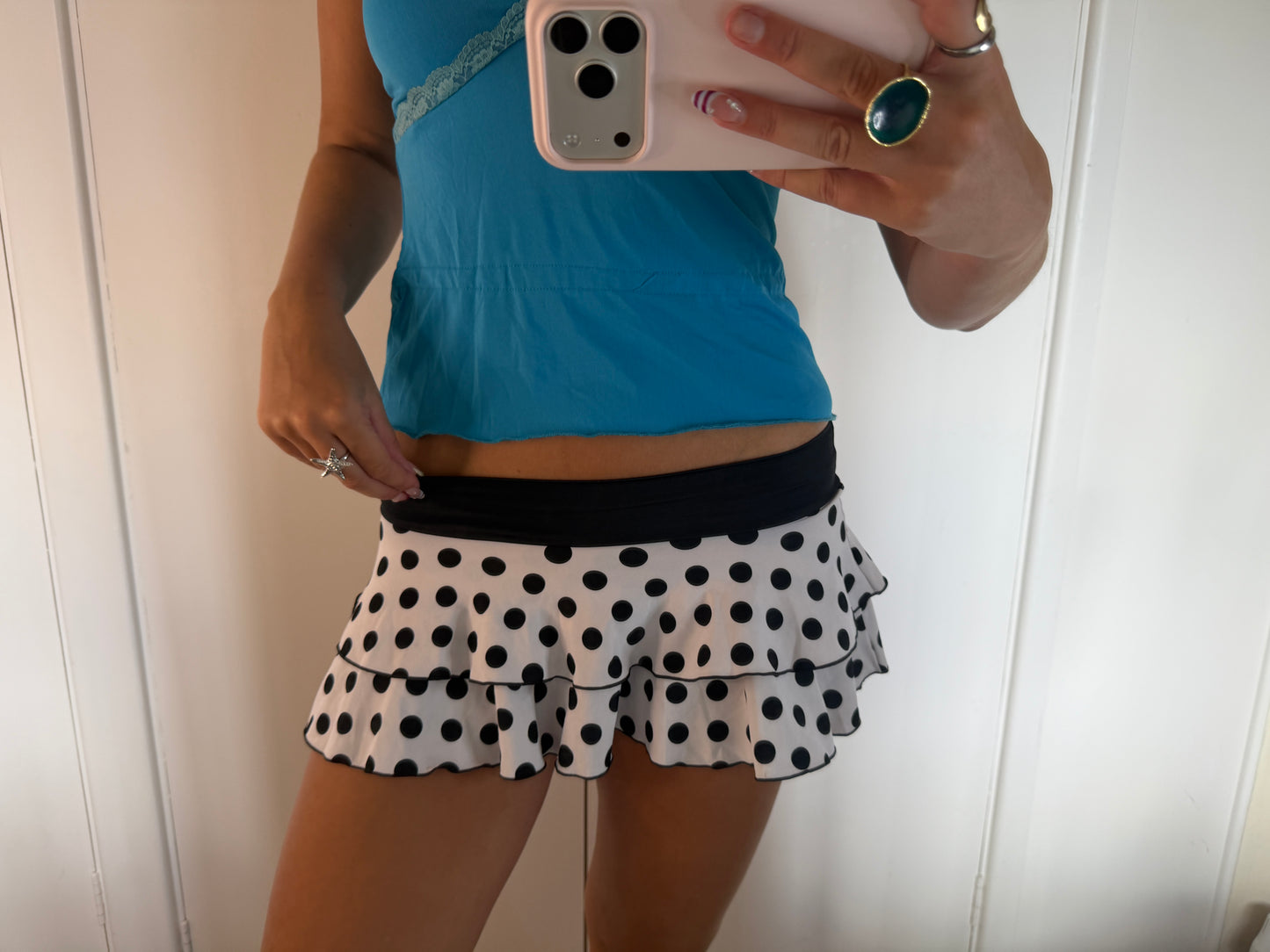 polka mini skirt