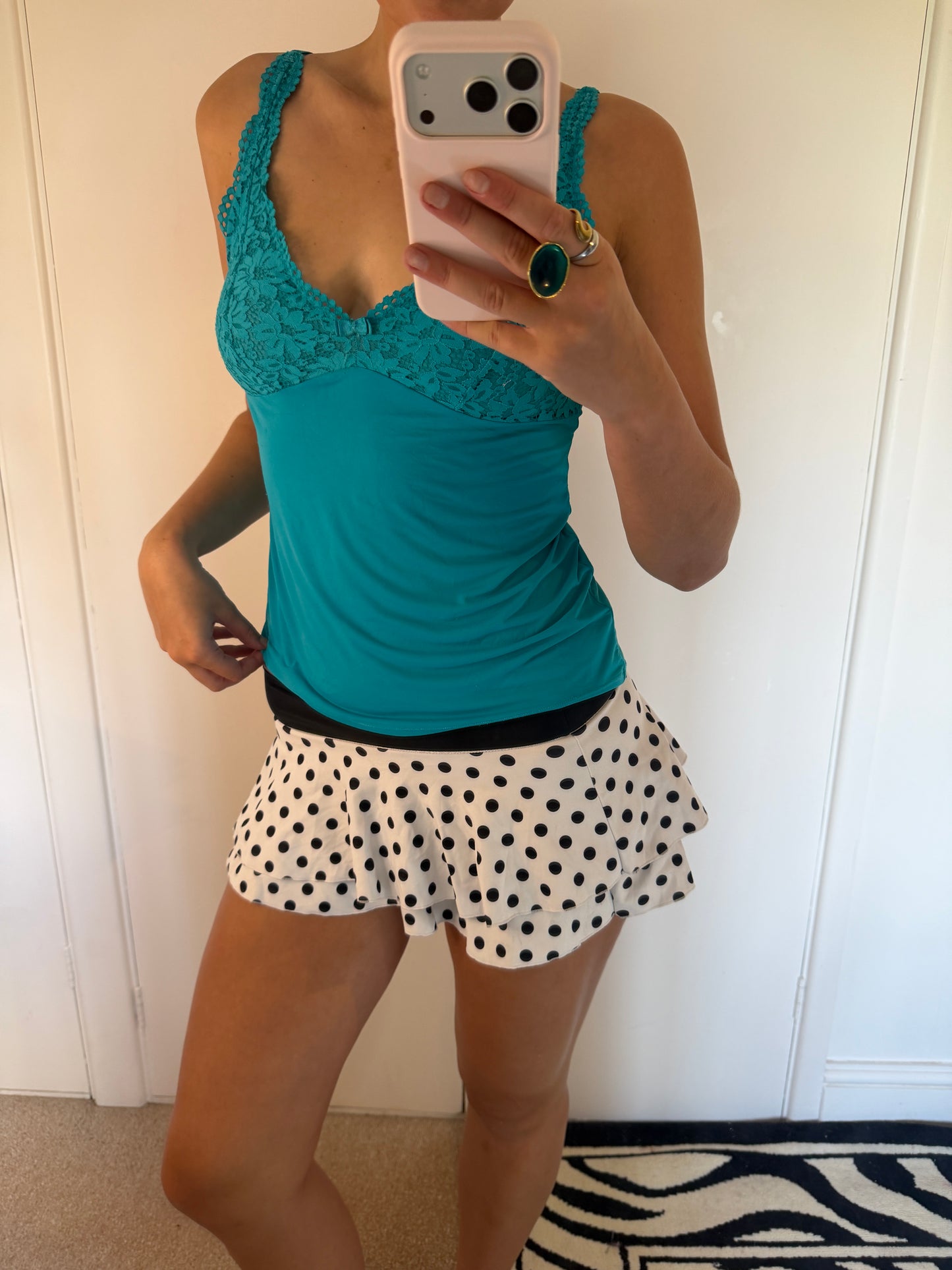 polka mini skirt