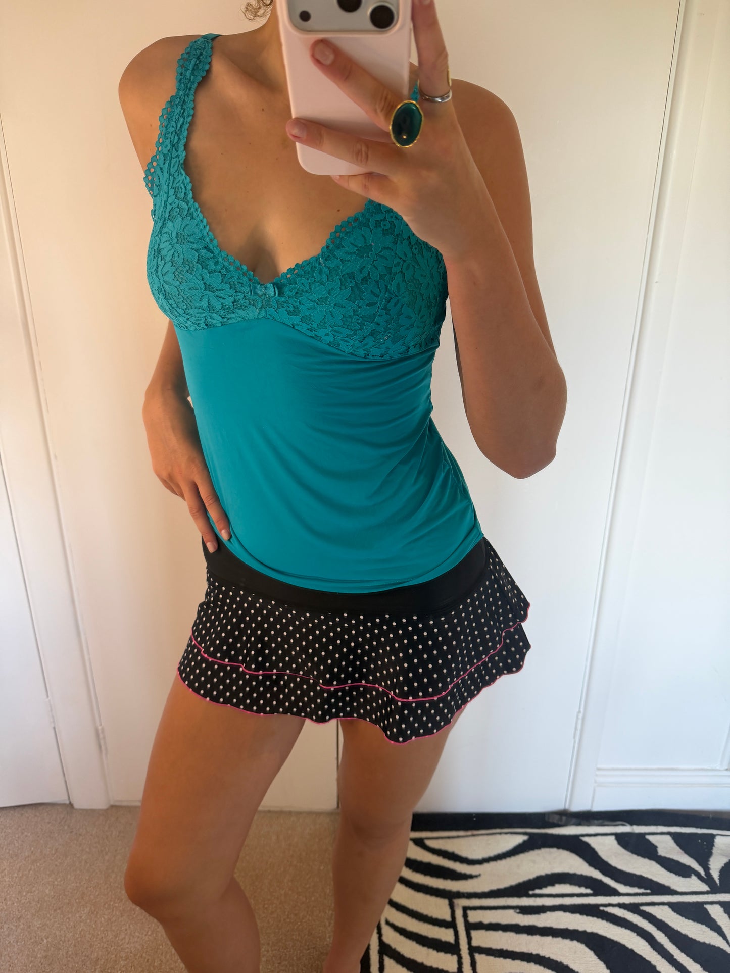 polka dot mini skirt