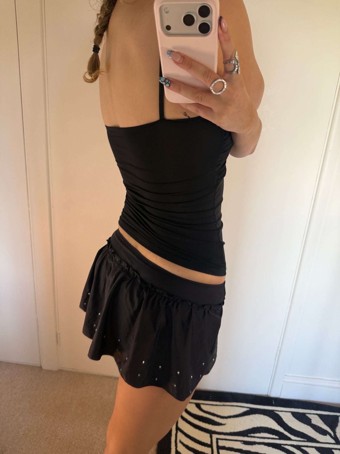rhinestone mini skirt
