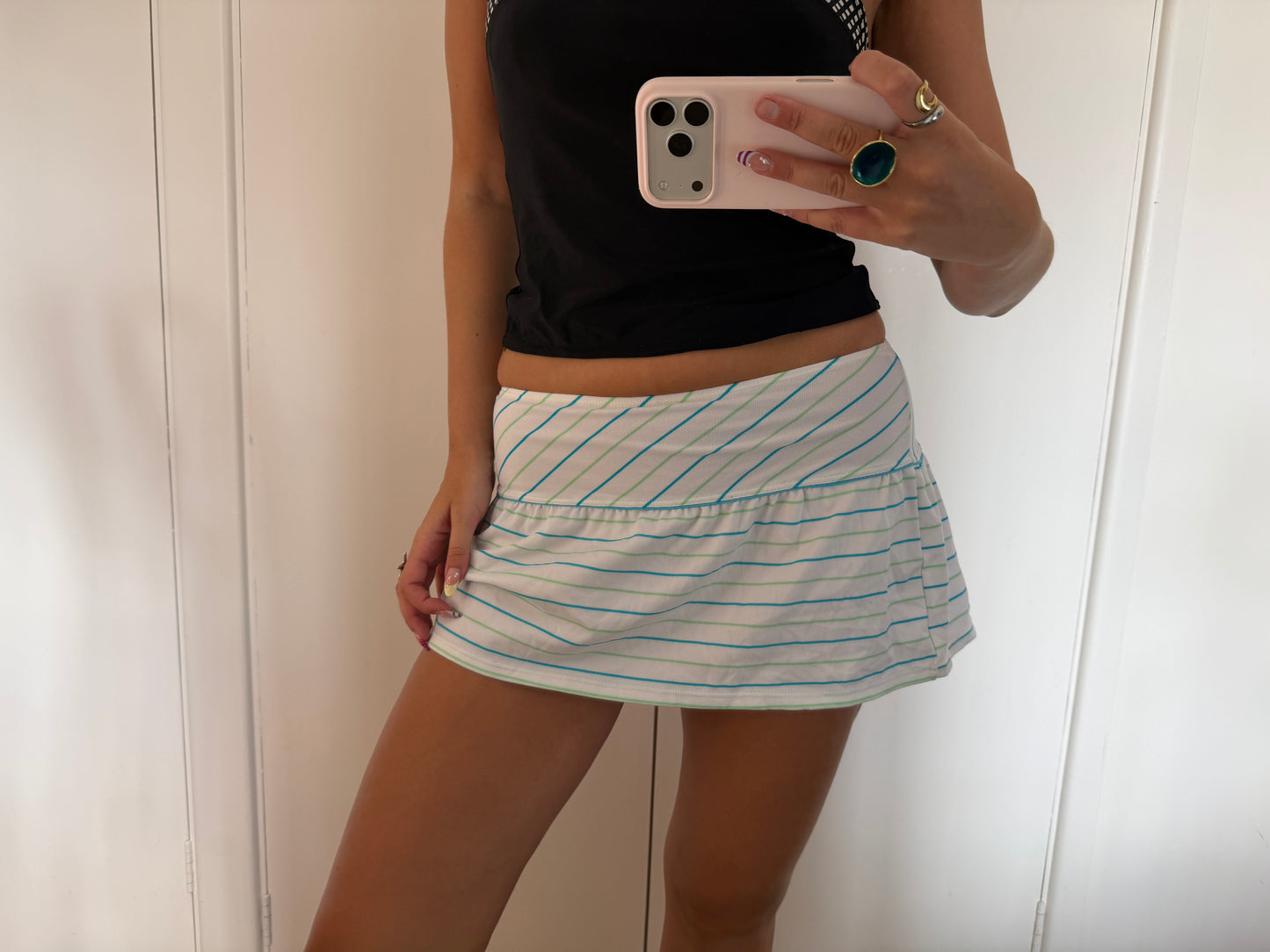 striped mini skirt